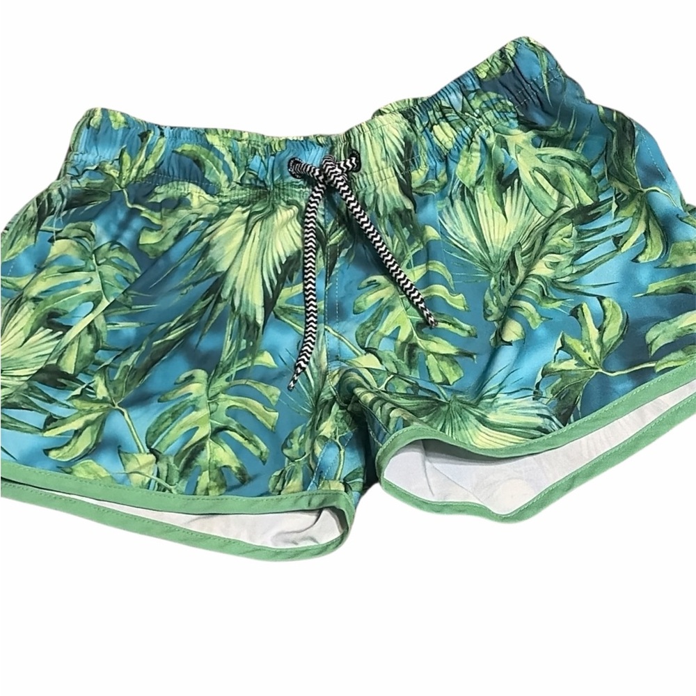 Tropical Leaf Print Women's Athletic Shorts size Small